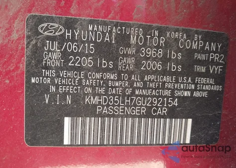 2016 Hyundai Elantra Gt z USA, uszkodzony, nr VIN KMHD35LH7GU292154